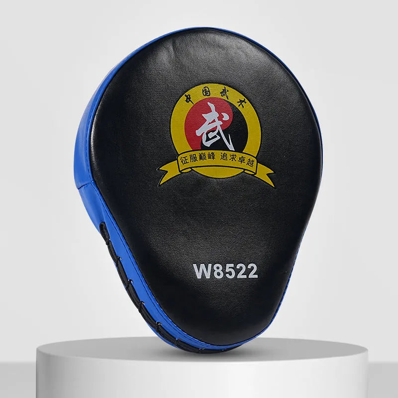 Curved PU boxing target punch mitt with red edge and black surface for Sanda and Muay Thai training