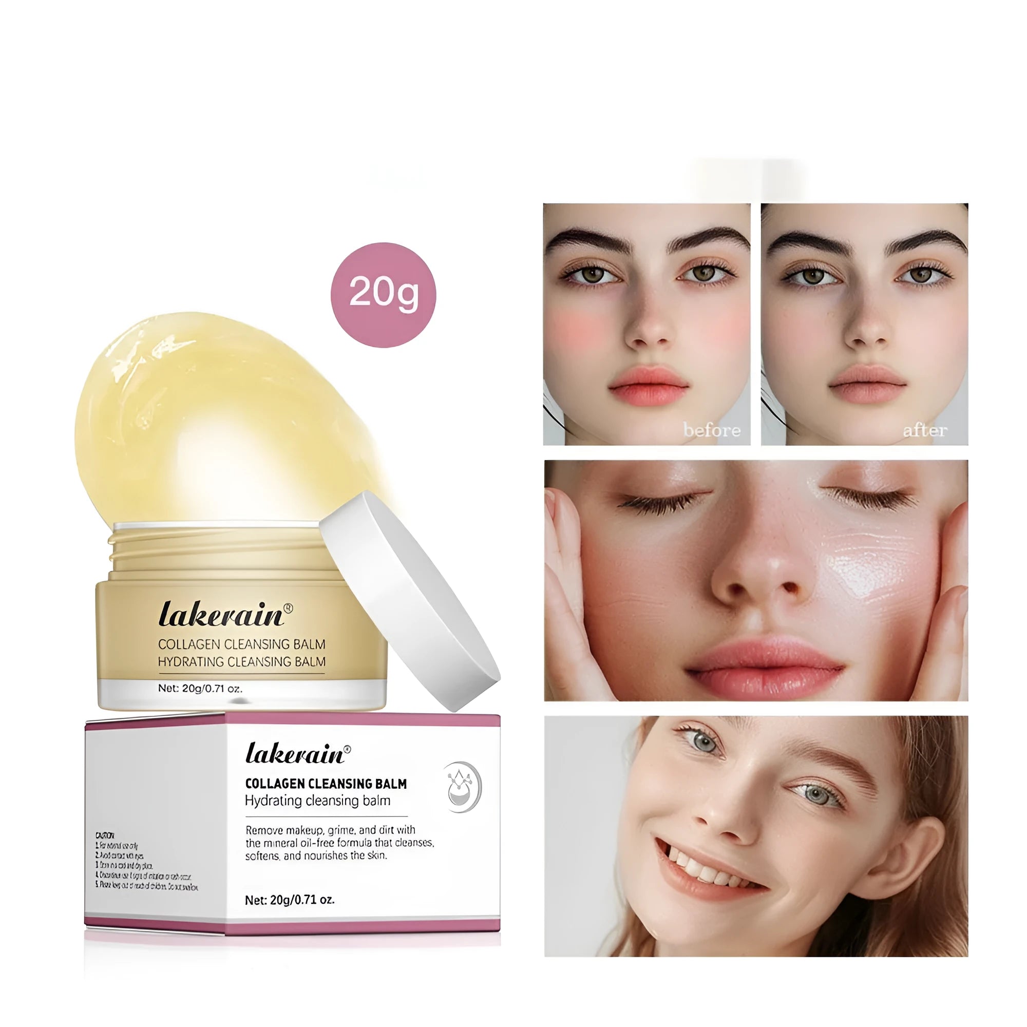 Rose fragrance makeup remover cleansing cream in 20g size with three variant options