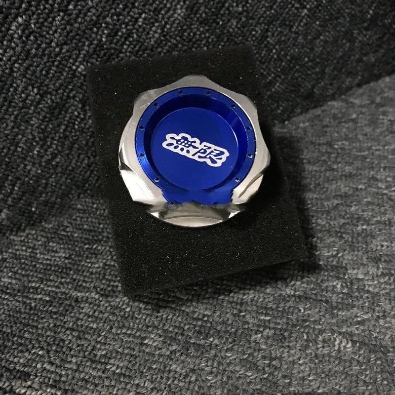 Aluminium alloy oil filter cap for Honda in six colour options: red, blue, silver, black, purple, gold.