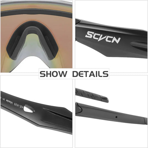Frameless windproof sports goggles with a colourful integrated lens, shown in multiple style colours.