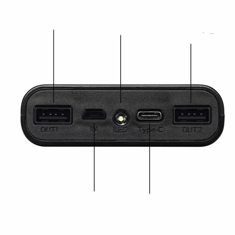 Digital display power bank DIY kit with LCD screen showing battery percentage