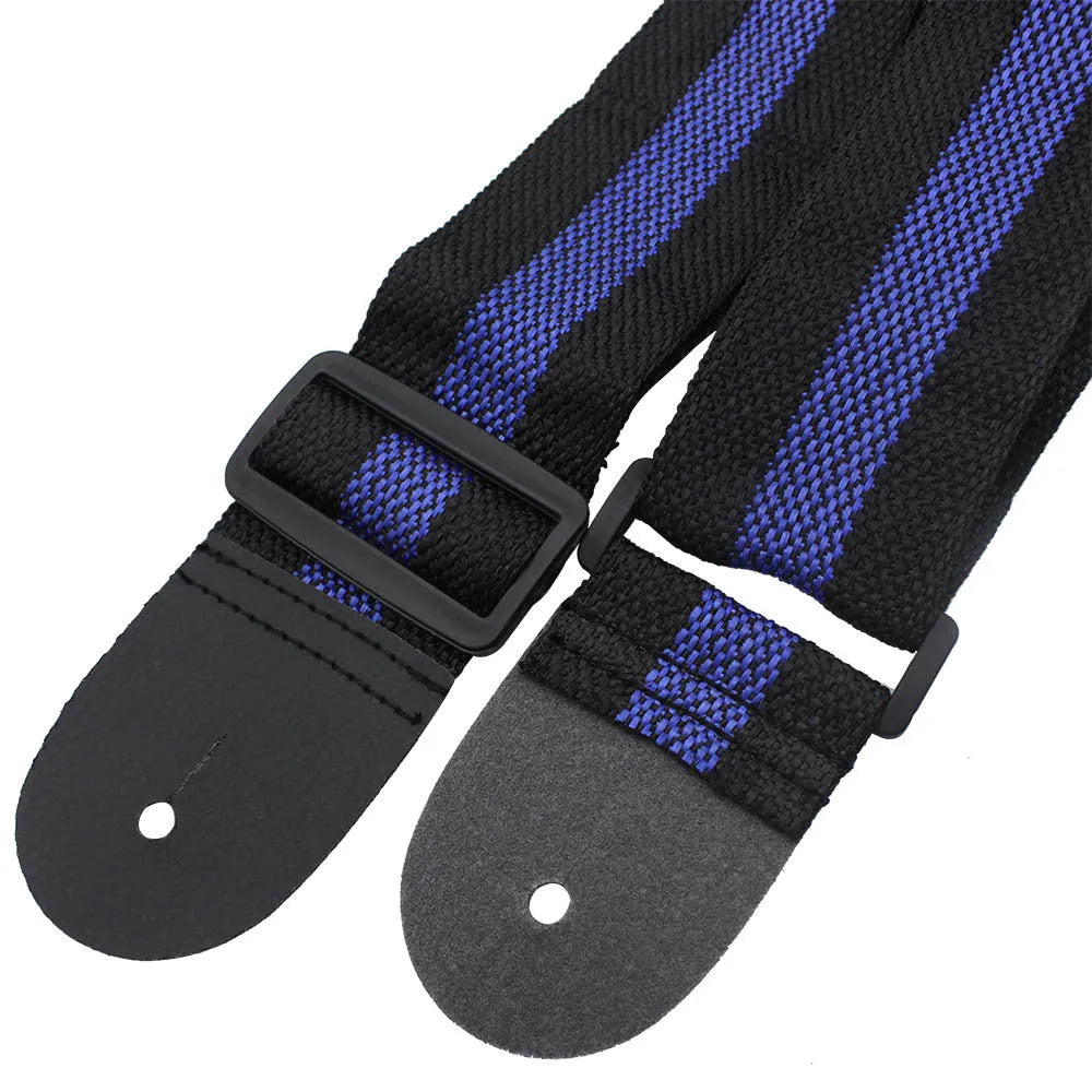 Universal woven crossbody instrument strap for guitar, bass, and ukulele in multiple colour options