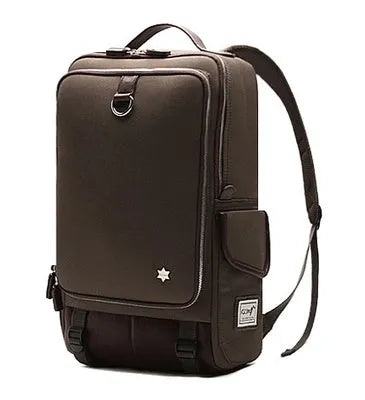 Modern men's Oxford cloth backpack in Army Green colour, showing its large main compartment.
