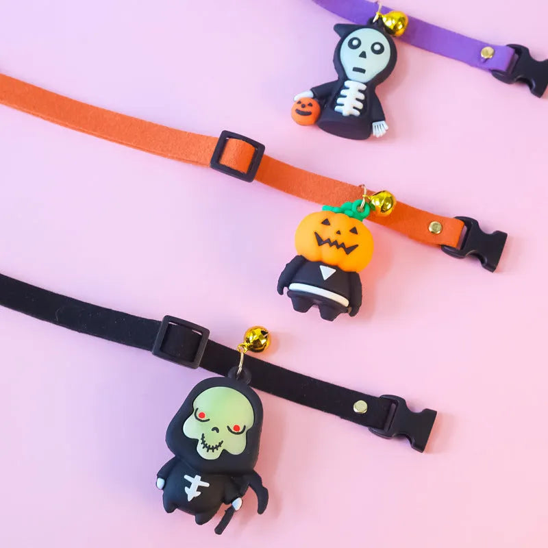Halloween pet collar decoration with luminous cartoon patterns in four size options