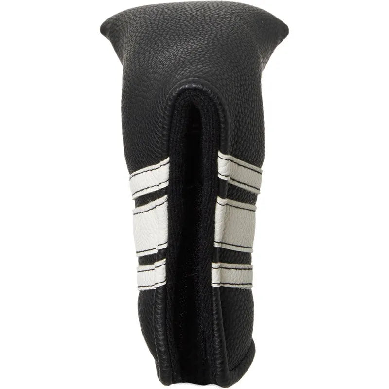 Black PU leather golf club head cover and push rod protective case