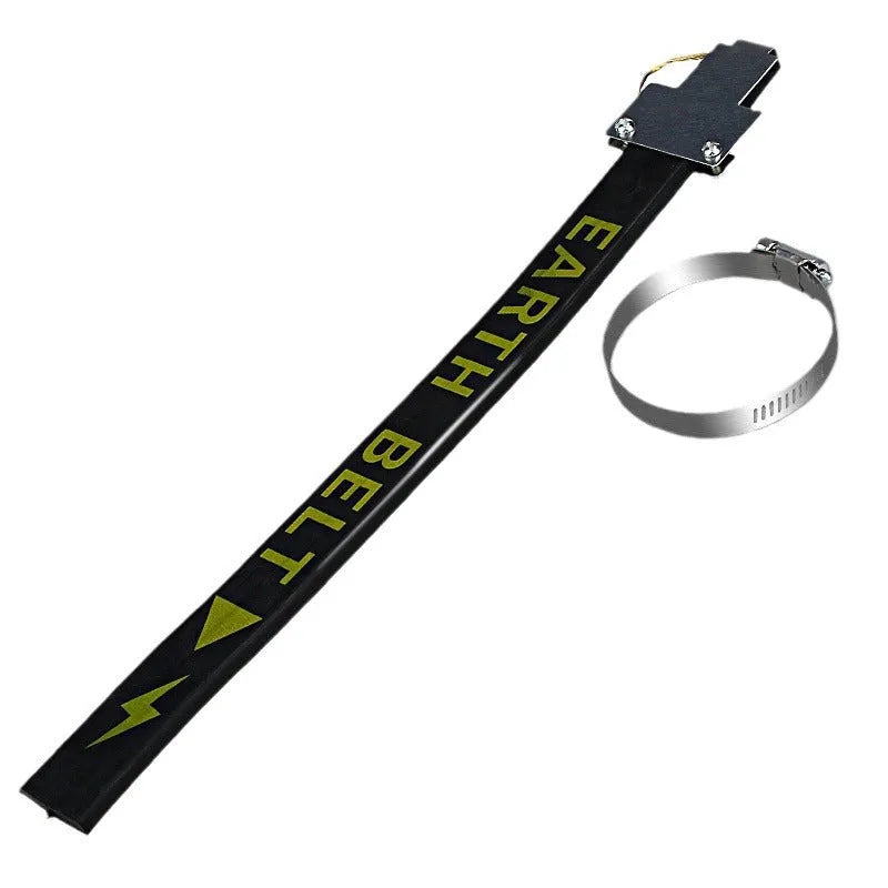 Black car electrostatic grounding chain, 370mm long, made of rubber with a copper wire conductor for vehicles.