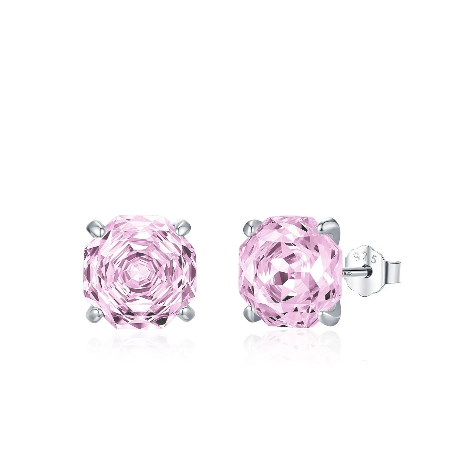 S925 sterling silver roses stud earrings in 6mm and 8mm sizes with flower shape design