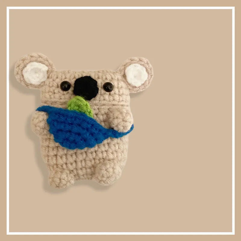 Hand-knitted koala bear backpack design AirPods case cover for 1st/2nd gen, 3rd gen, or Pro models
