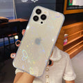 Laser colourful love and butterfly pattern transparent silicone case for iPhone on white background