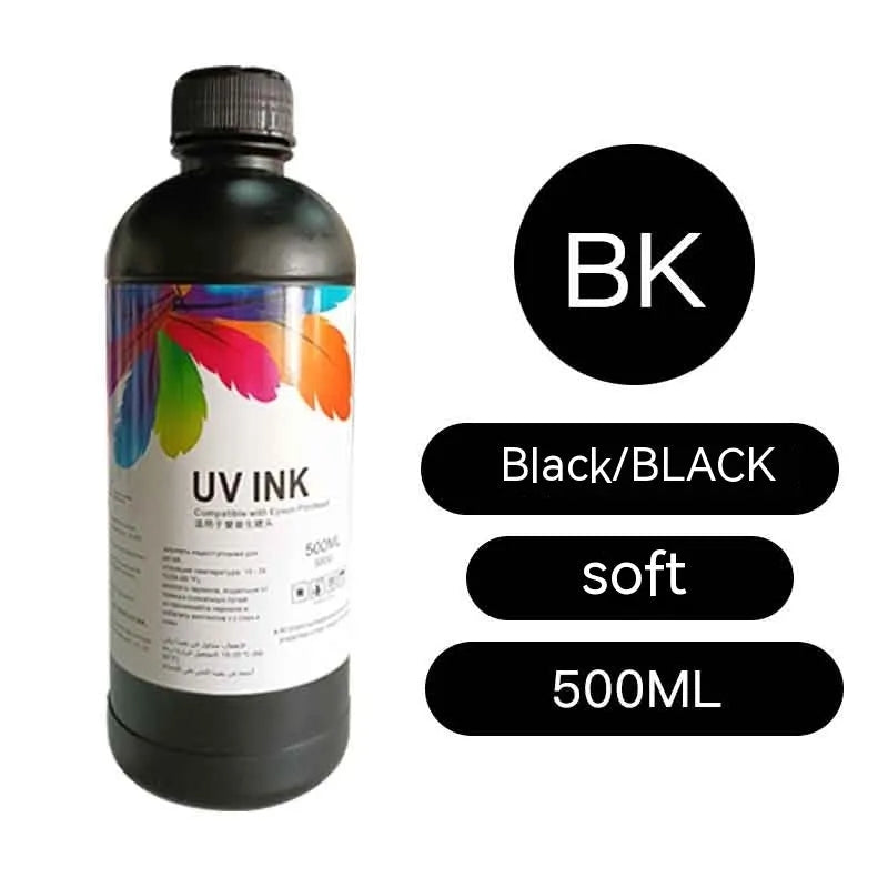 500ml bottle of UV printer ink for Epson XP600 and TX800 nozzles in various colours