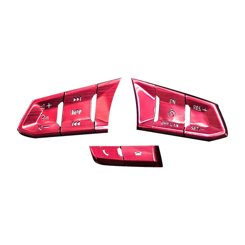 Aluminium alloy steering wheel button decorative stickers in red silver blue colours