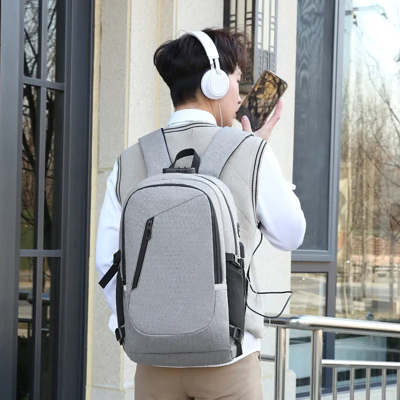 Oxford cloth computer backpack in blue with 20-35L capacity and 50x31x19cm dimensions