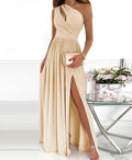 Women's one shoulder high split cutout sleeveless maxi dress in soft fabric