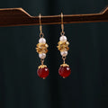 Vintage geometric alloy earrings with electroplated finish for traditional Chinese cheongsam fashion