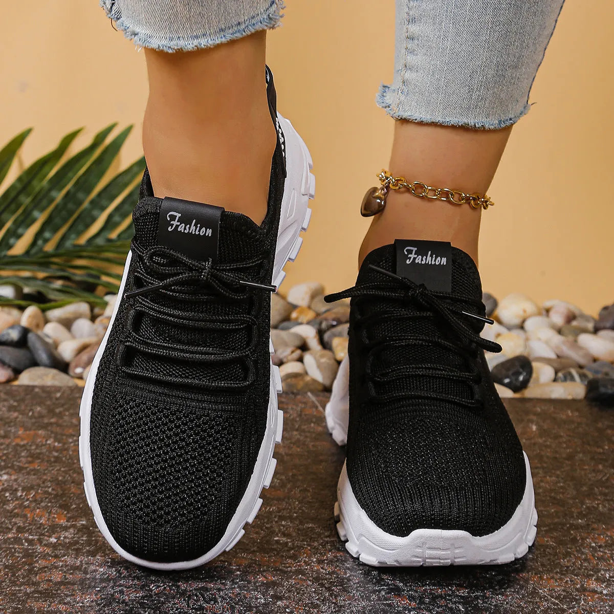 Women's low-top mesh sneakers in various colours with a platform sole and front lace-up design.