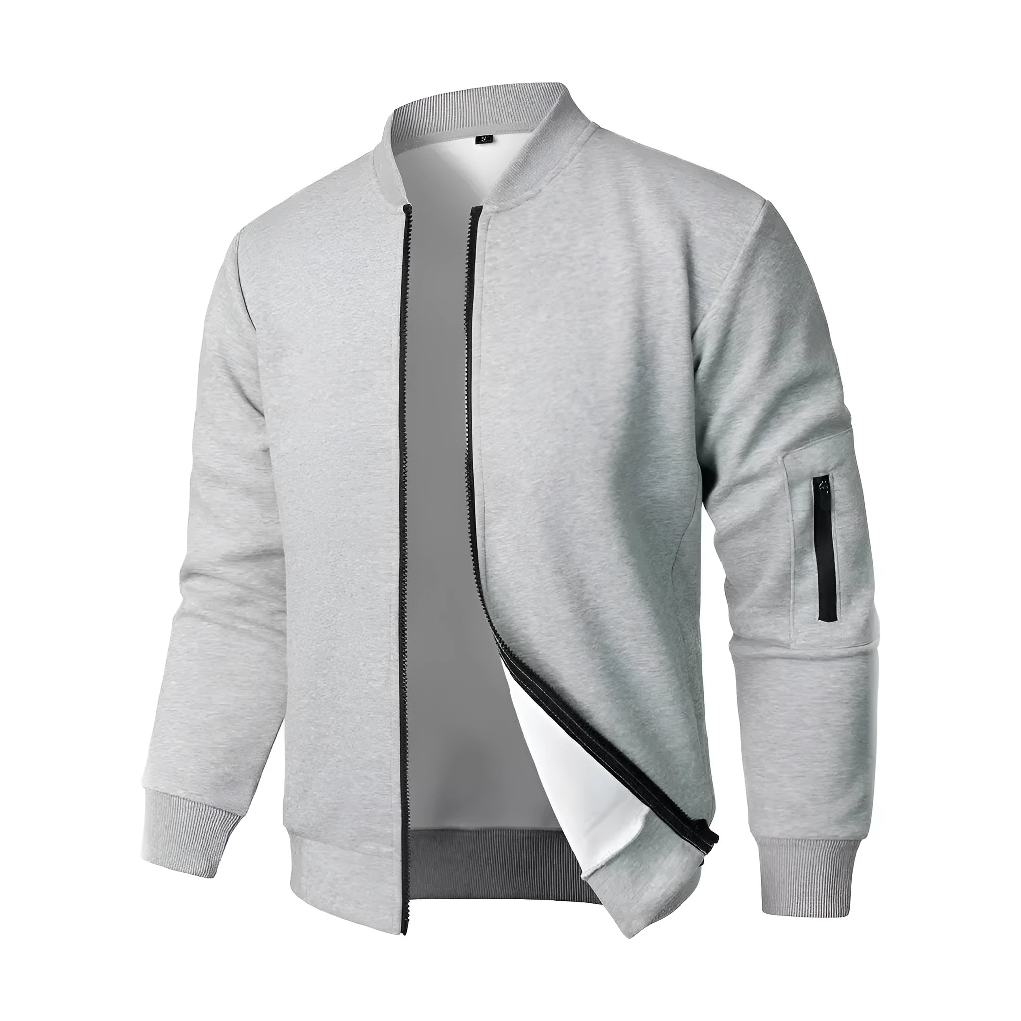 Men's loose fit knitted jacket in black, blue, or grey, showing long sleeves and light business style.