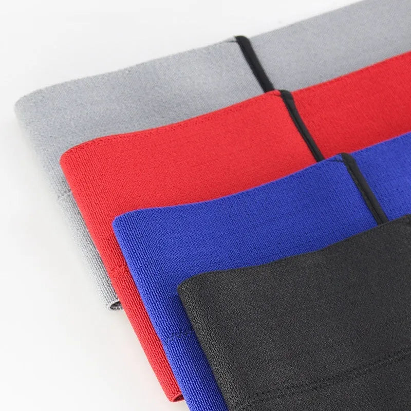 Elastic elbow support sleeve for boxing and fitness, shown in one of the available colours: black, blue, grey, or red.