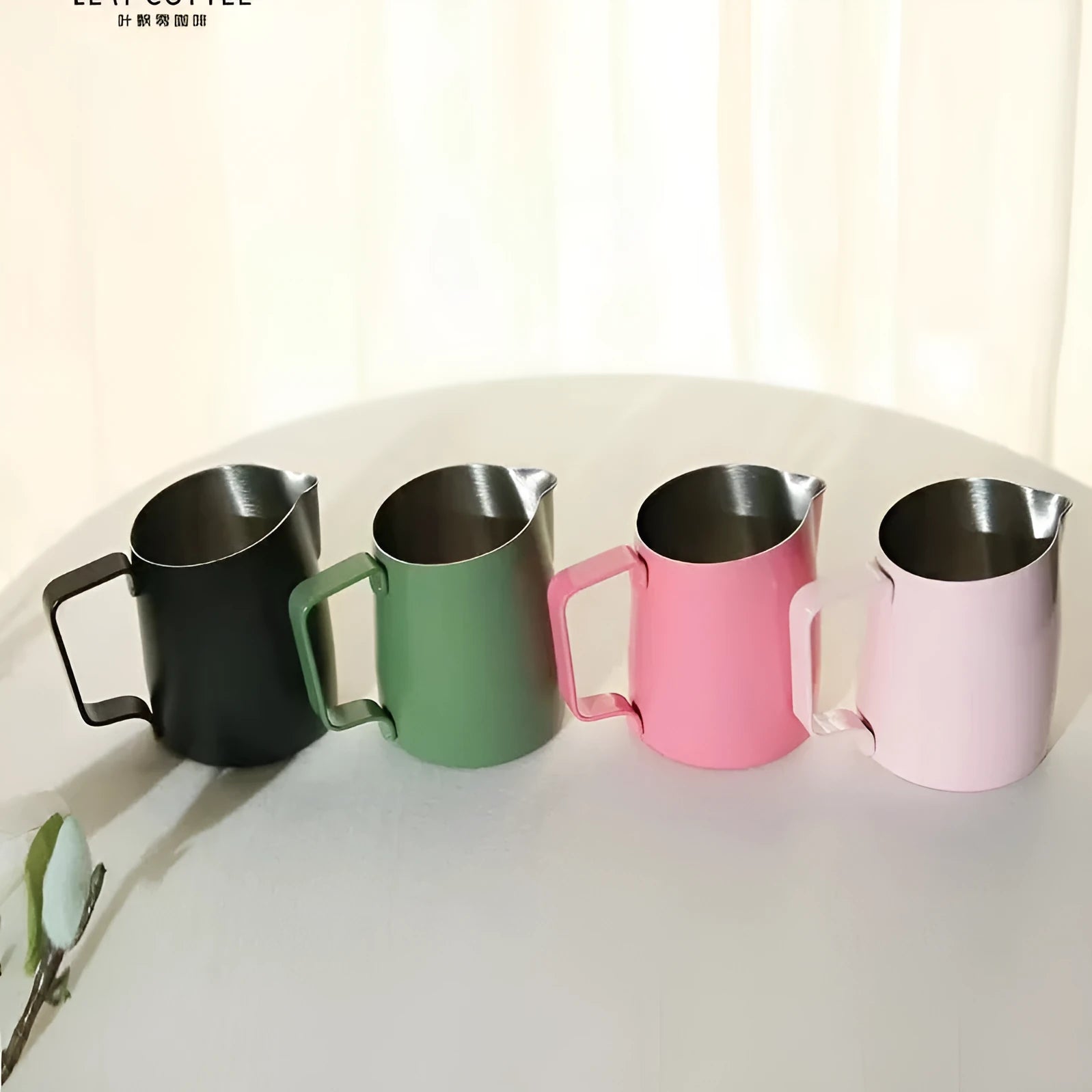 650ml coffee latte art cup with round stainless steel spout in matte gray finish