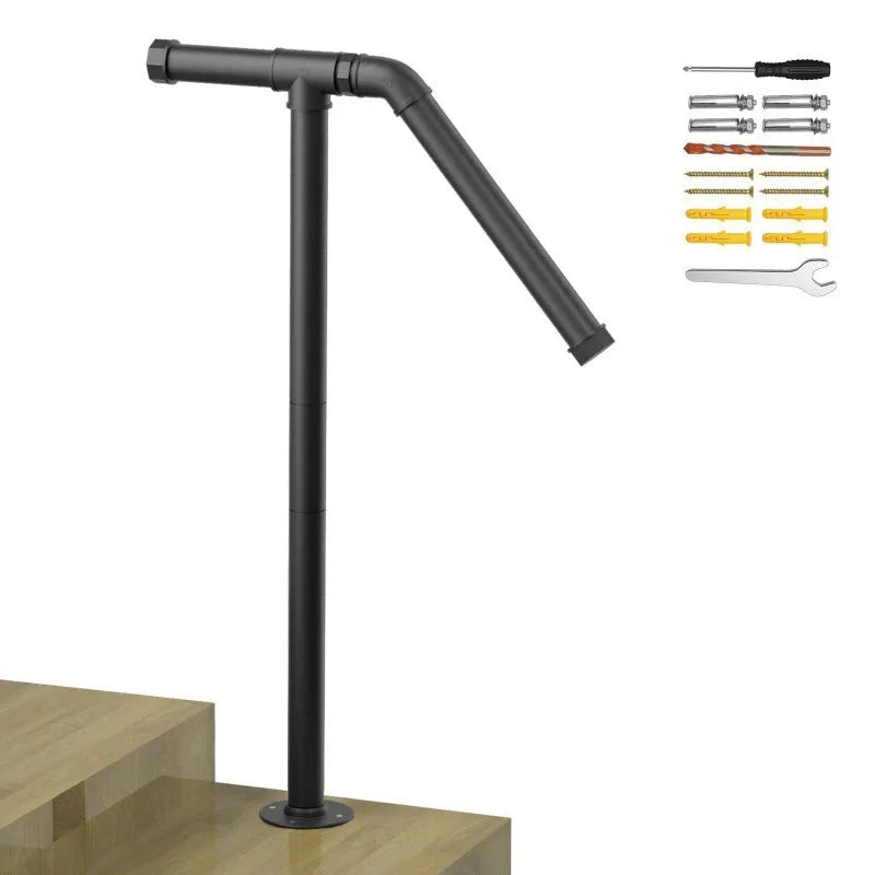 Black metal ladder support with American minimalist design for household and workplace height access