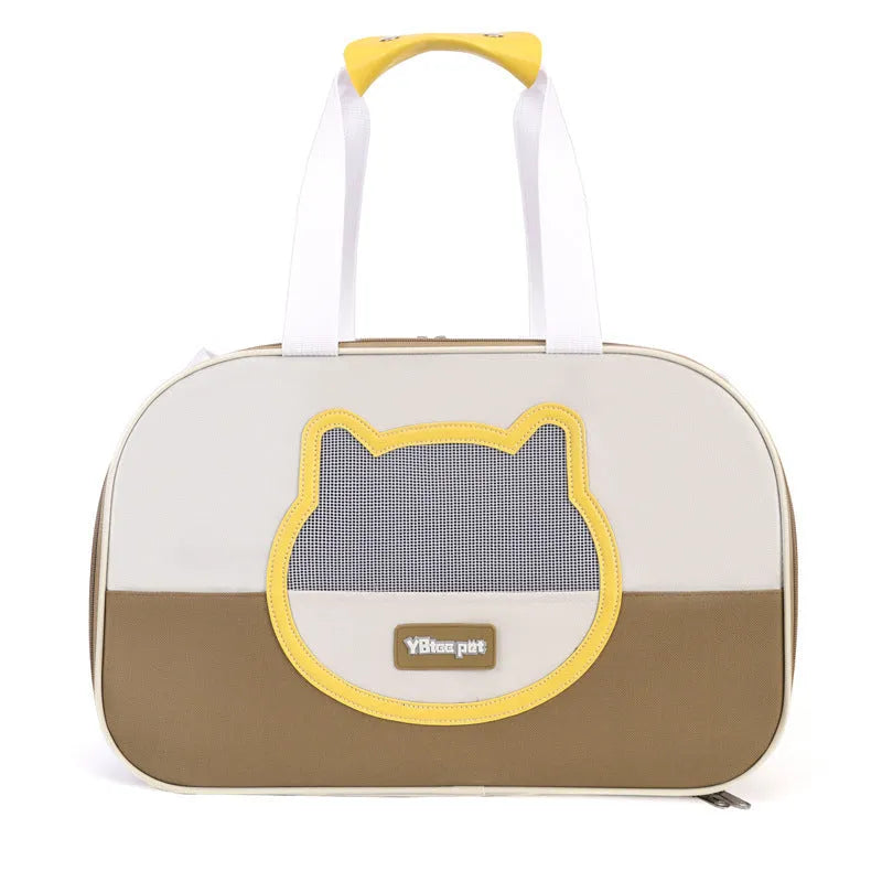 Oxford cloth foldable cat backpack in blue colour with mesh ventilation panels