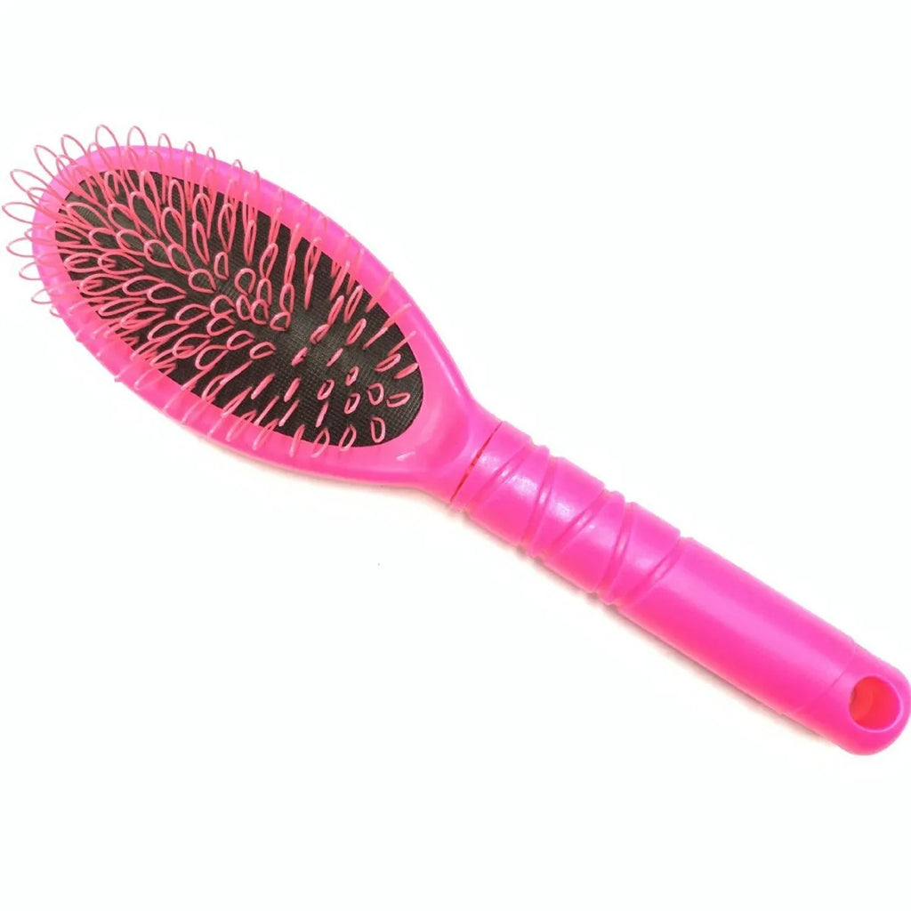 Ring tooth hair extension comb with airbag design measuring 22cm by 6cm in black or pink ABS plastic