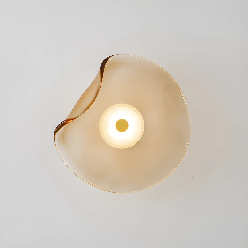 Round decorative wall lamp with glass shade for bedroom bedside lighting