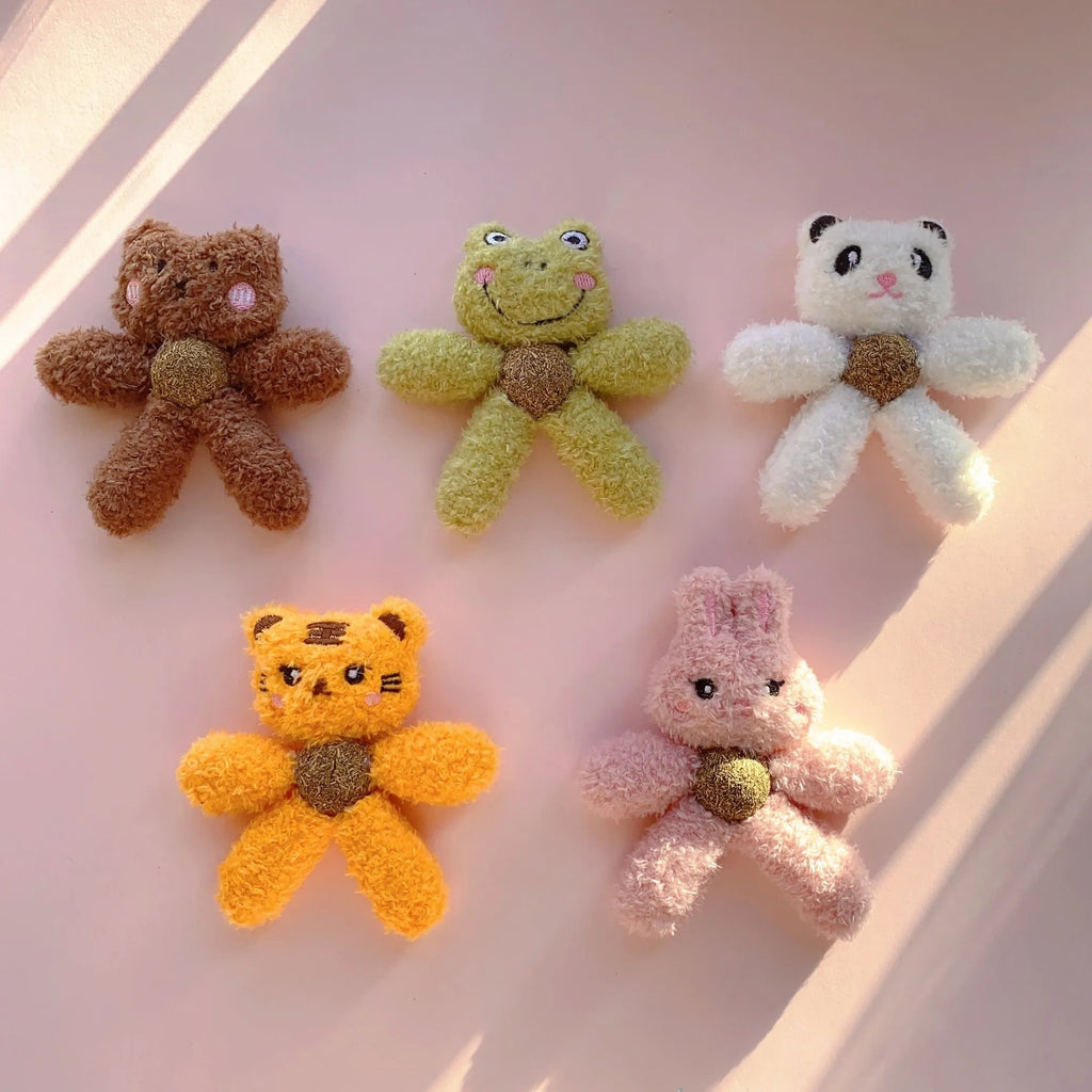 Edible catnip ball cat toy in animal design for chewing and teeth cleaning