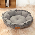 Reversible donut pet bed for indoor cats and dogs in gray and green colours