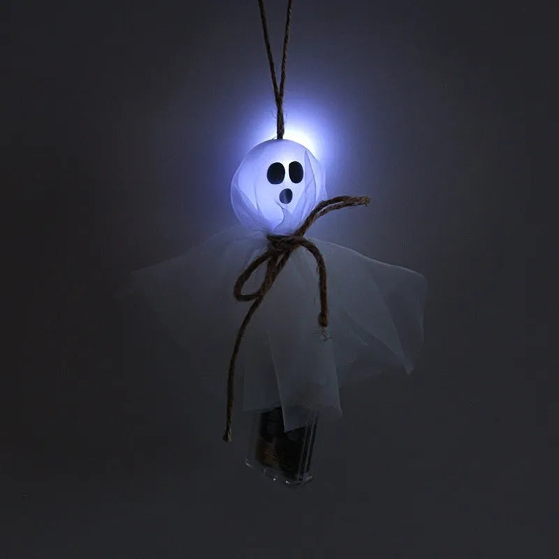 Halloween LED lighting chain with battery box and six ghost colour options for venue decorations