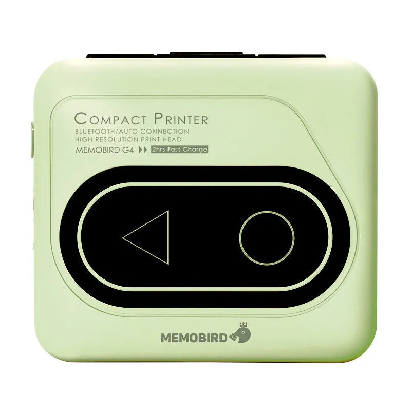 Compact Avocado Green mini Bluetooth thermal printer for mobile phone text printing.