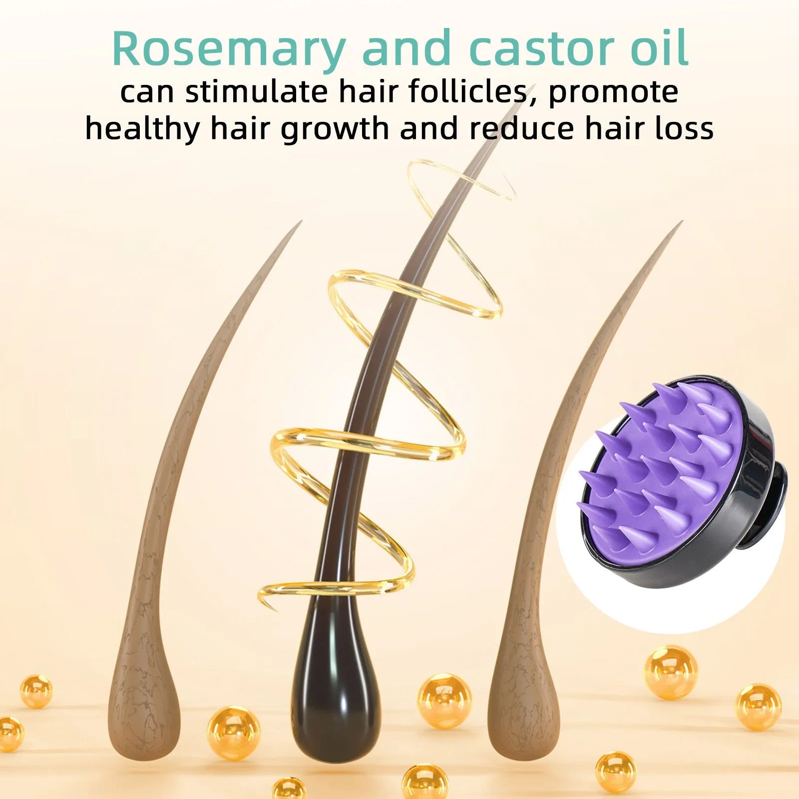 118ml bright yellow hair treatment oil bottle with massage brush for strong hair care