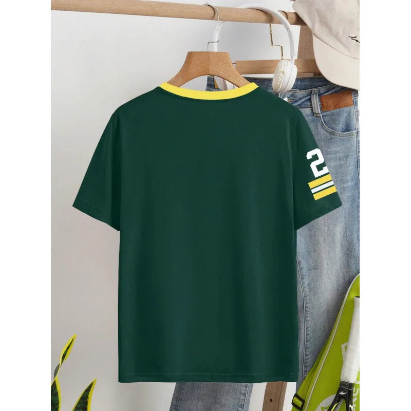 Men's loose fit cotton t-shirt with digital printed letter design in contrasting colours, short sleeve pullover style