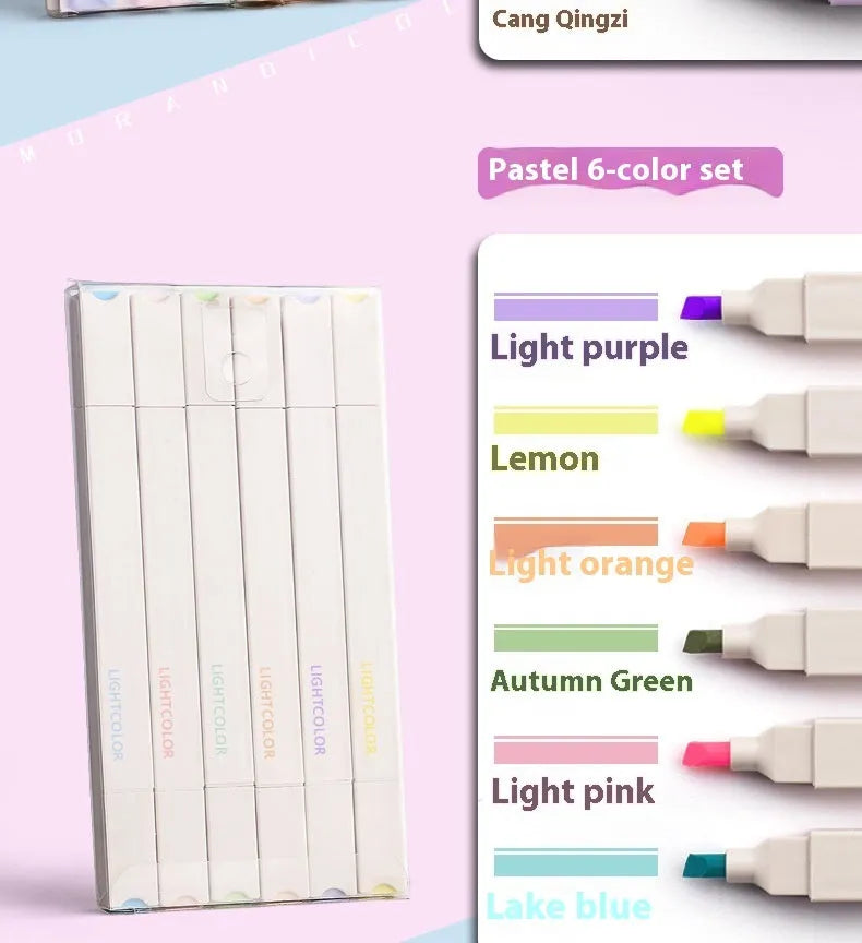 Pack of double-ended fluorescent highlighter pens with chisel nibs in mixed colours