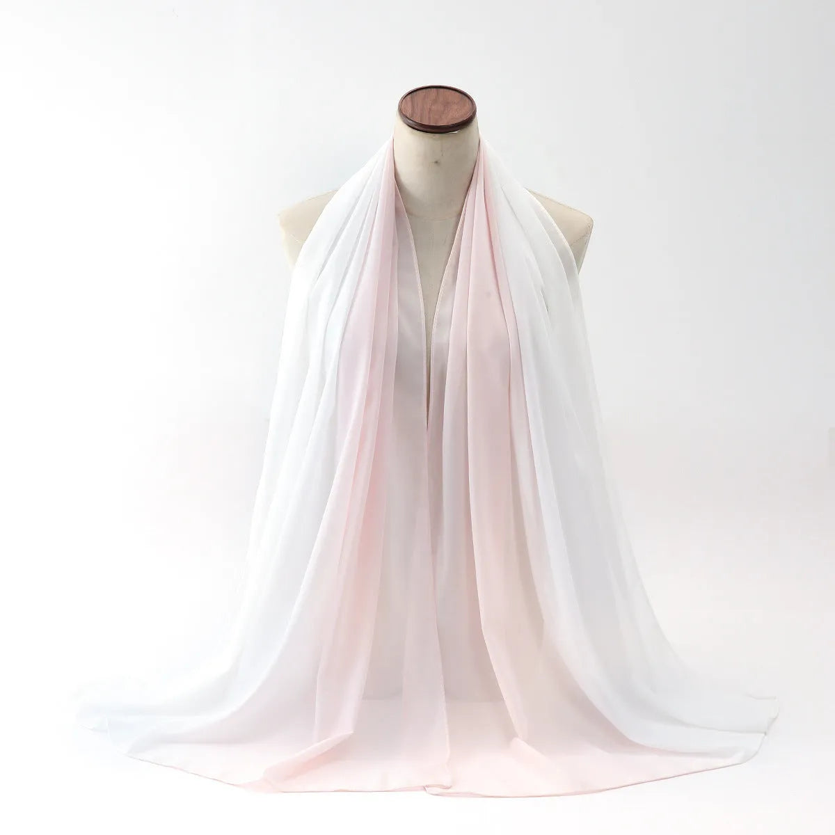 Long lightweight chiffon summer scarf for women draped to show its 175cm length and soft fabric.