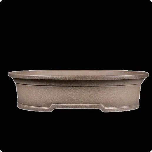 Handmade purple sand clay bonsai pot with antique oval design measuring 25x21x6.3cm