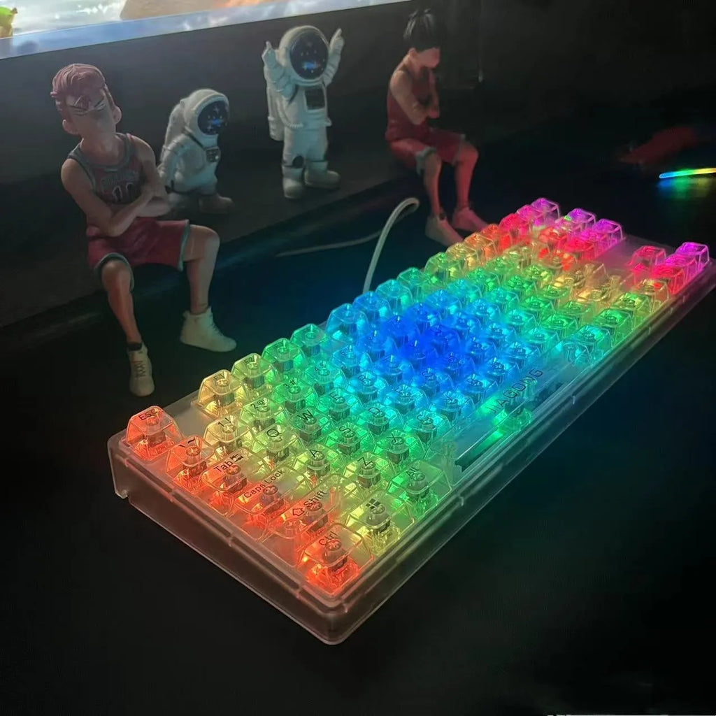 Universal transparent plastic key cap set with 132 pieces for mechanical keyboard replacement