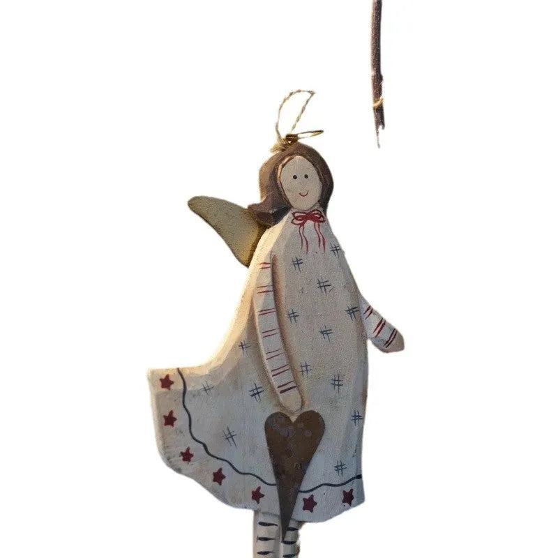 Hand-painted wooden door pendant with carved American country style design