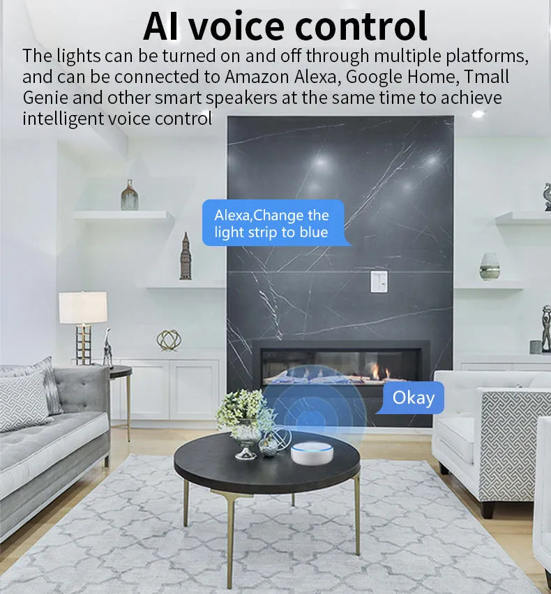 RGBCCT 5W smart GU10 WiFi LED spotlight bulb with voice control.