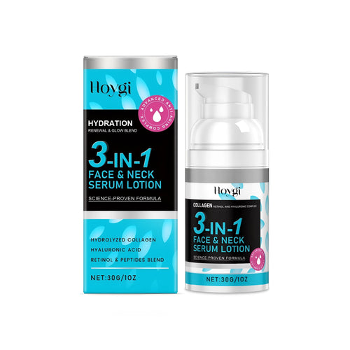30g tube of 3-in-1 face neck serum lotion with collagen, retinol, and hyaluronic acid