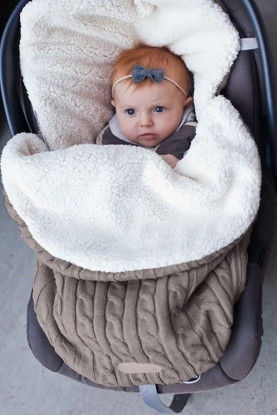 Baby stroller sleeping bag with envelope design in multiple colours showing lamb cashmere lining