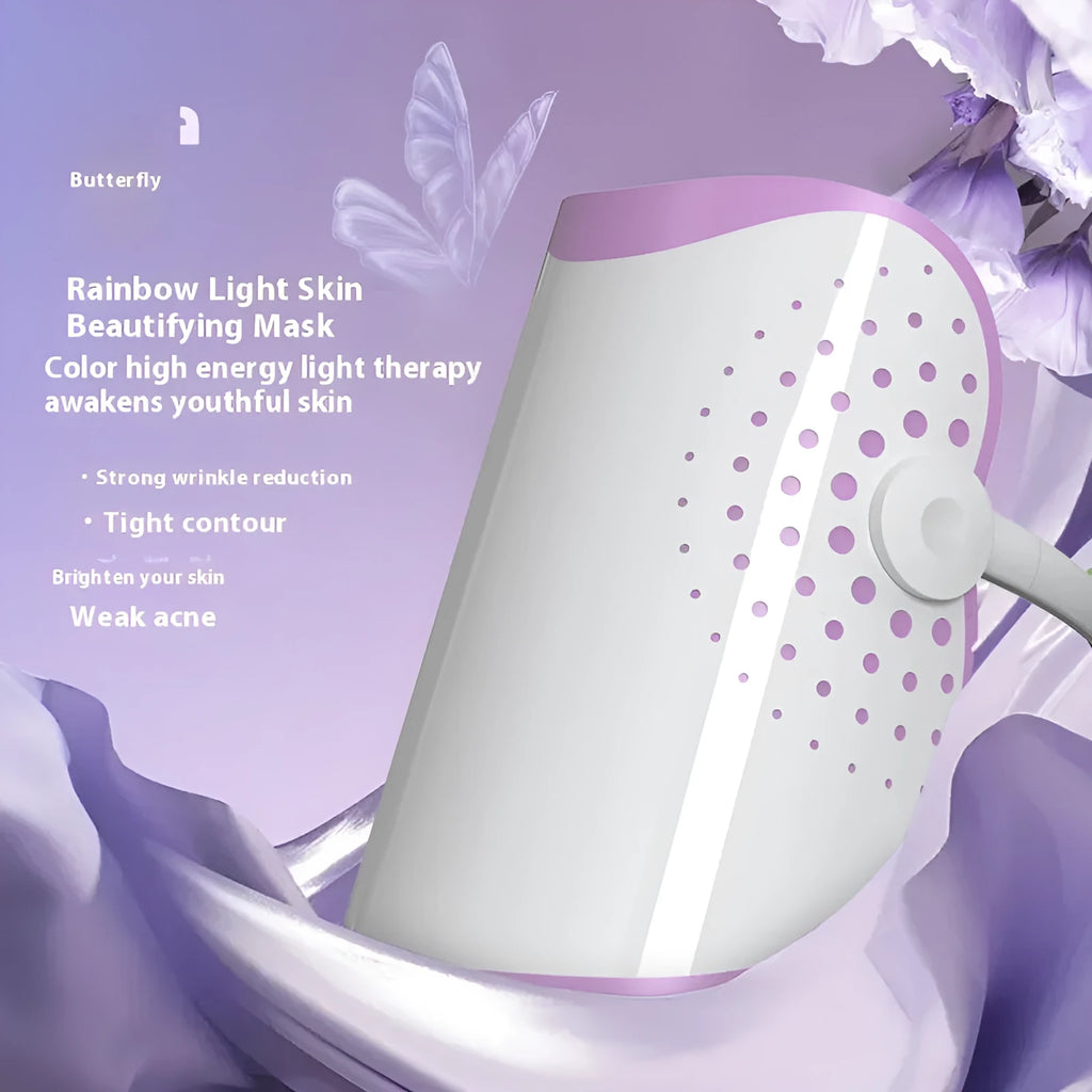 White and purple photon IPL beauty mask device on a plain background.