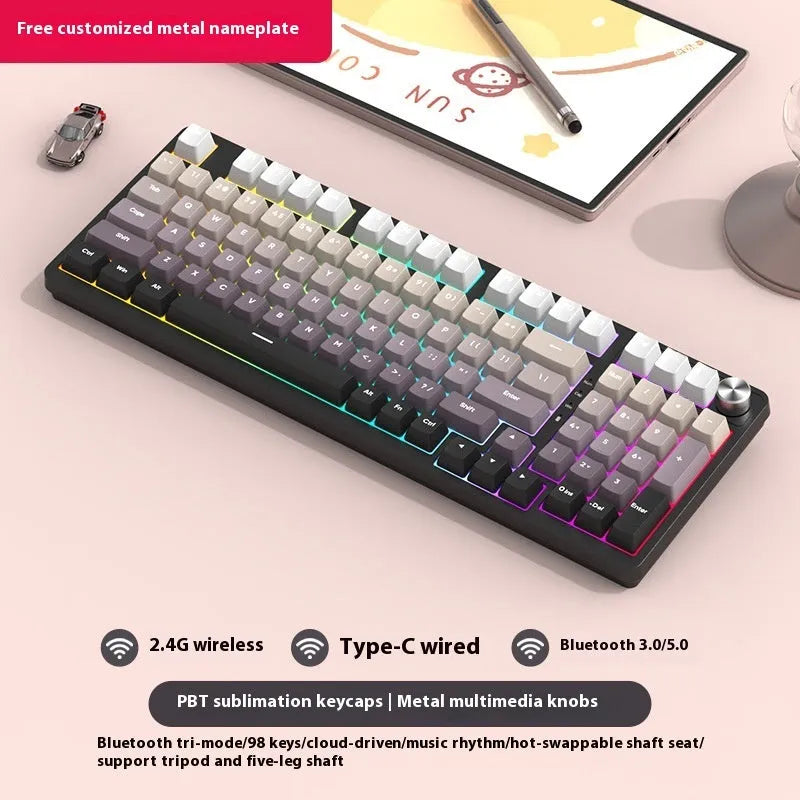 98-key wireless Bluetooth mechanical keyboard with multiple colour theme options