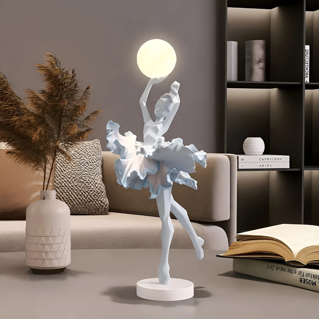 Art girl decorative night lamp in resin with USB charging, available in four colours