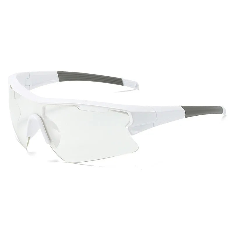 Windproof outdoor cycling sunglasses shown in black frame with grey lens option.