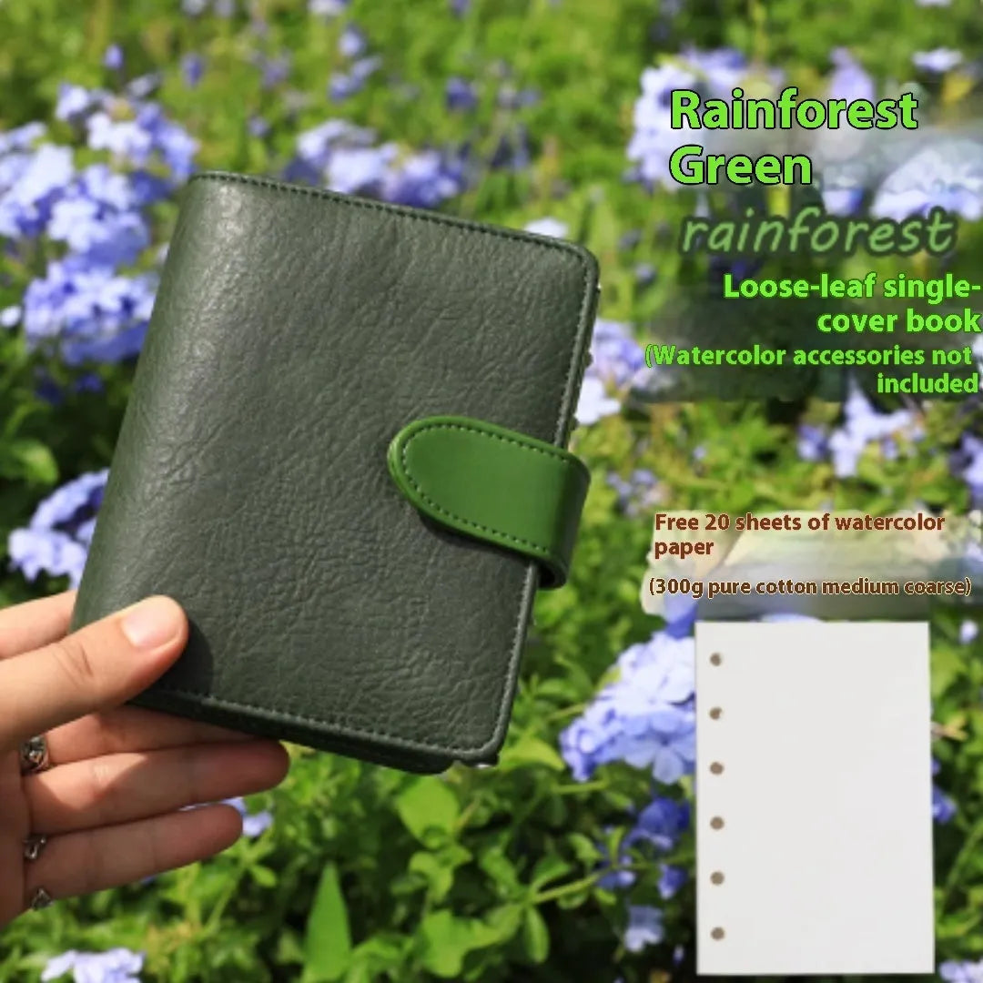 A7 loose-leaf watercolour book in five colour options with replaceable paper sheets