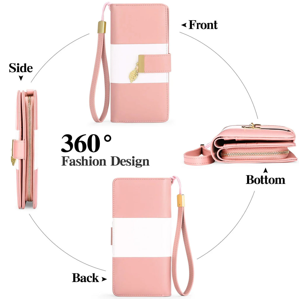 Black anti-theft RFID clutch bag with zip open showing card slots and microfiber lining.
