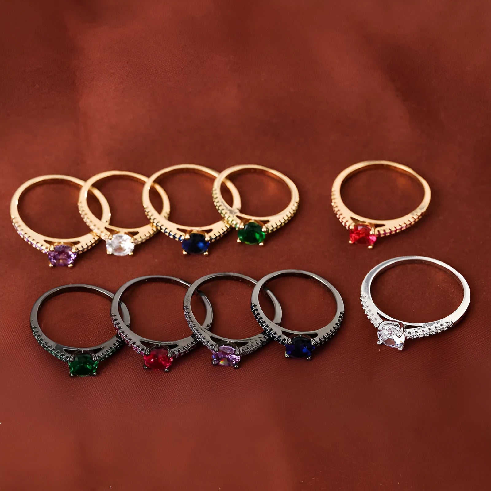 Geometric hexagon copper ring with electroplated metallic finishes in multiple colour options