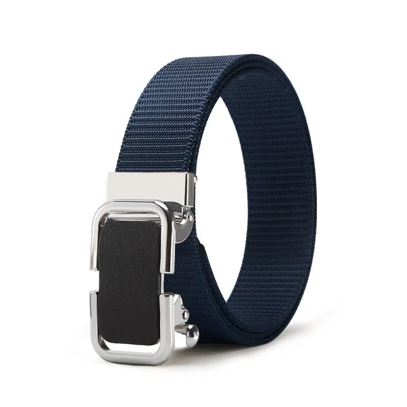 Toothless nylon canvas men's belt with alloy buckle in multiple colour options