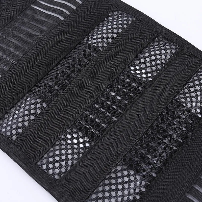 Black sports waist support with steel plate lumbar decompression for adult fitness activities
