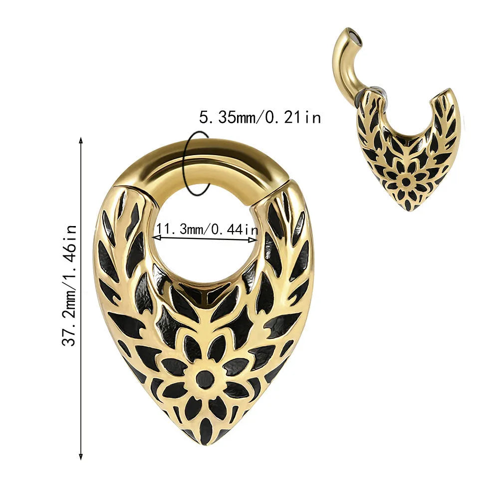 Drop-shaped stainless steel ear extender with totem pattern in round hanging egg shape